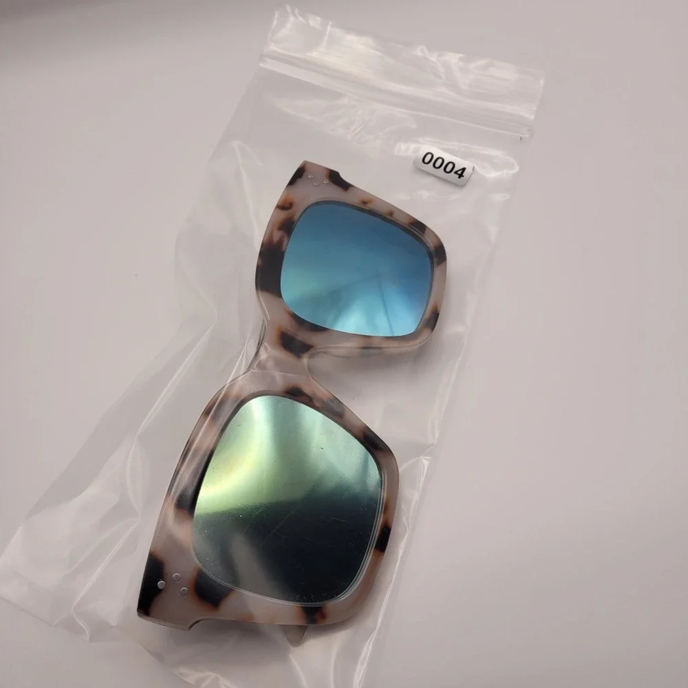 Mulberry and Grand BASH01-T Tortoise Square Sunglasses Blue Mirrored Lens Womens